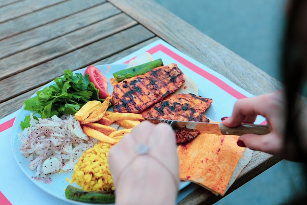 Tasty chicken meal on the table