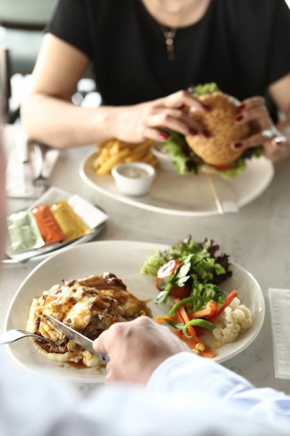 Tasty chicken meal on the table