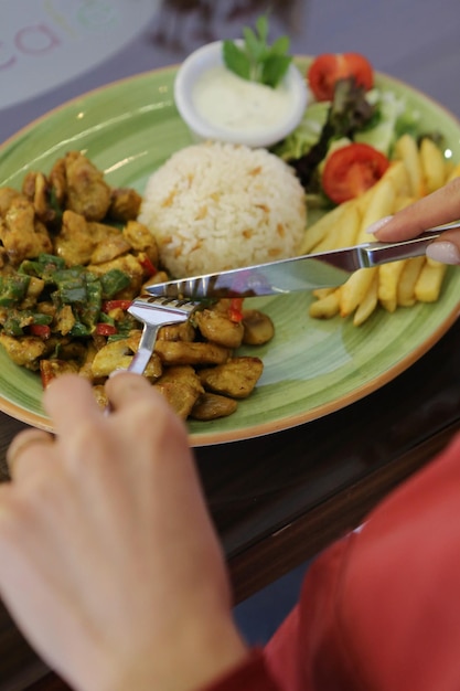 Tasty chicken meal on the table