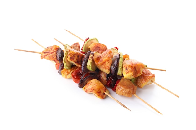 Tasty chicken shashlik isolated on white background