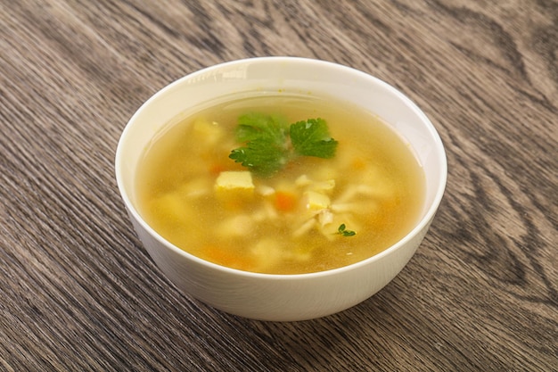 Tasty chicken soup with carrot