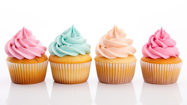 Photo tasty colorful cupcakes on white background