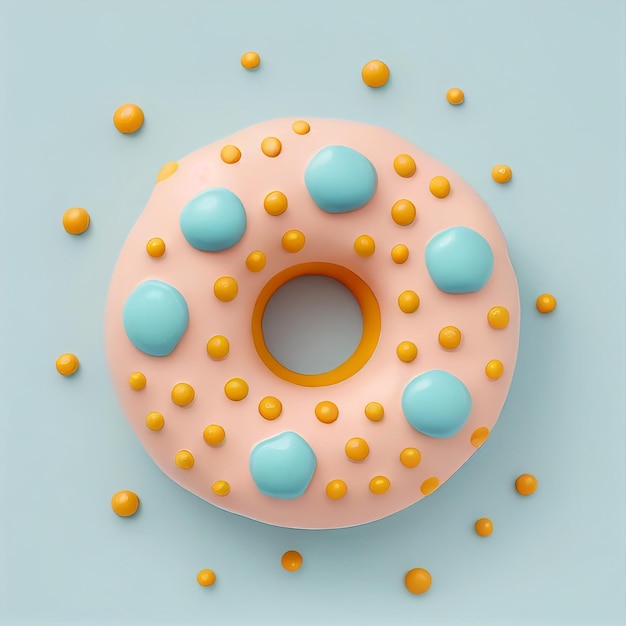 Tasty colorful doughnut with sprinkles on pastel background Created with Generative AI technology