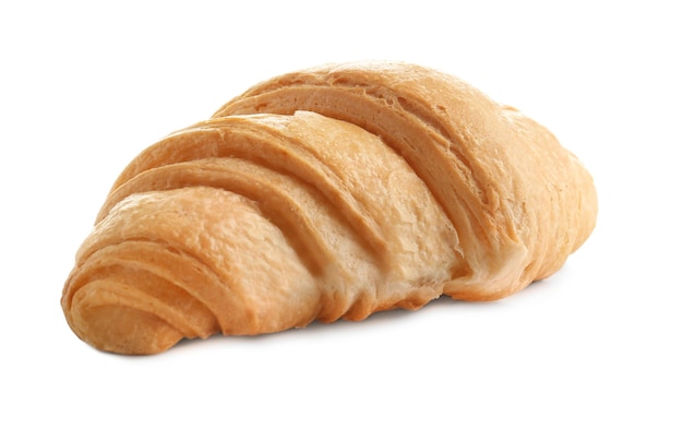 Tasty croissant on white background