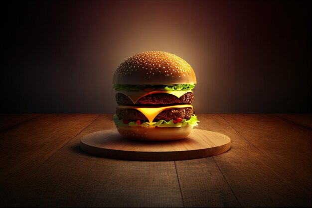 Tasty delicious burger generative ai illustration