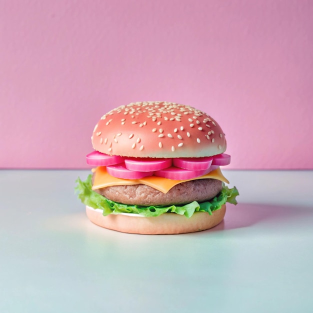 Tasty and delicious hamburger product photography