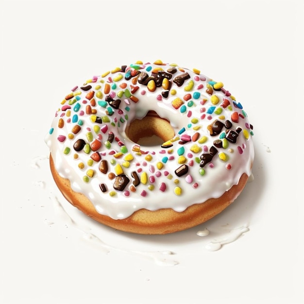 Tasty donut glazed with white cream