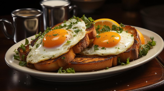 tasty egg with toasts