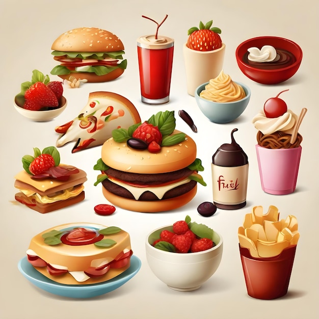 Tasty Food Elements Clipart Elevate