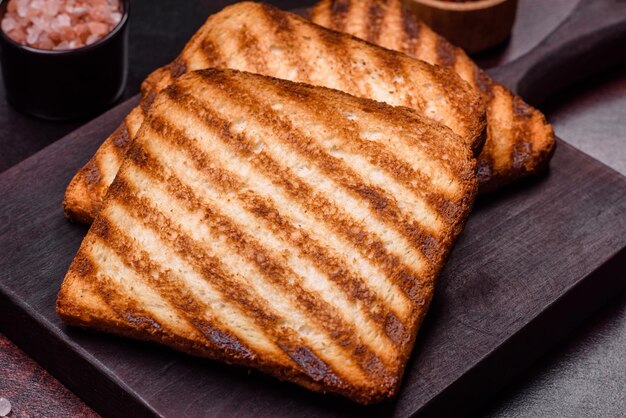 Tasty fresh crispy bread slices in the form of grilled toast