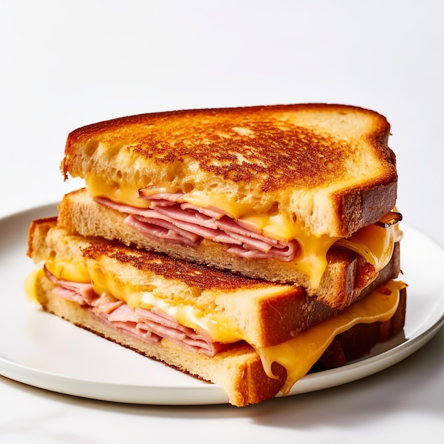 Tasty grilled cheese sandwich with white background