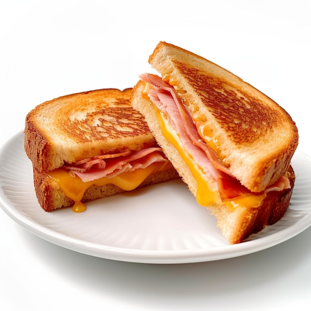 Tasty grilled cheese sandwich with white background