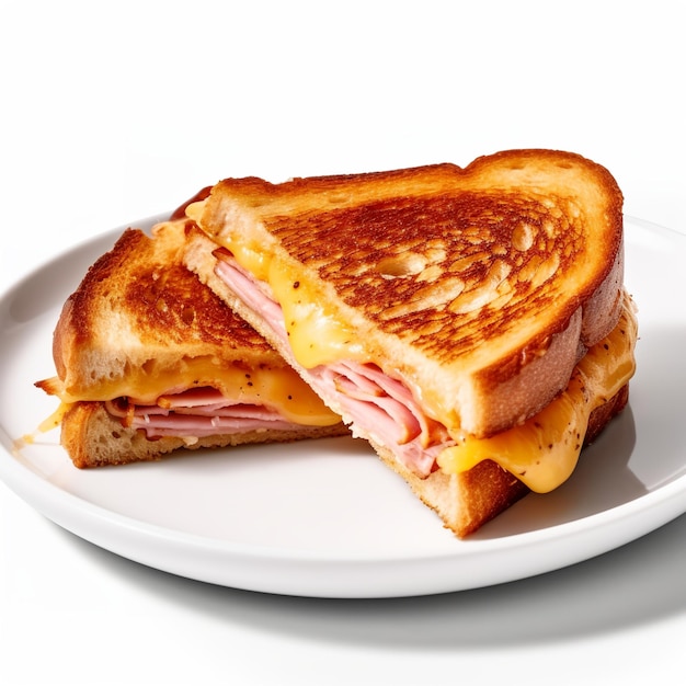 Tasty grilled cheese sandwich with white background