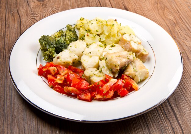 tasty healthy monkfish  with vegetables