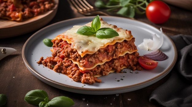 Tasty lasagne served on plate