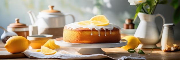 Photo a tasty lemon cake gugelhupf