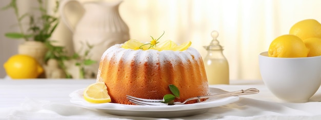 Photo a tasty lemon cake gugelhupf