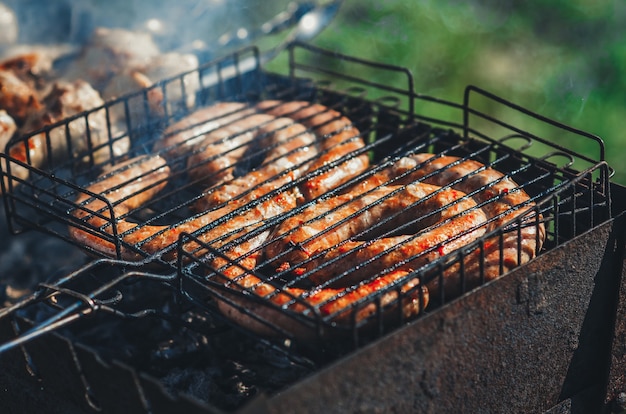 Tasty meat barbecue outdoor