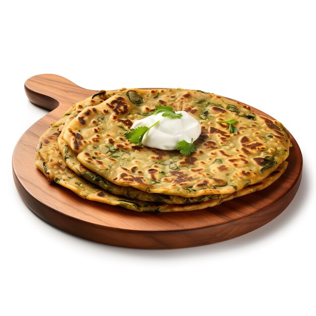 Photo tasty methi paratha isolated on white background