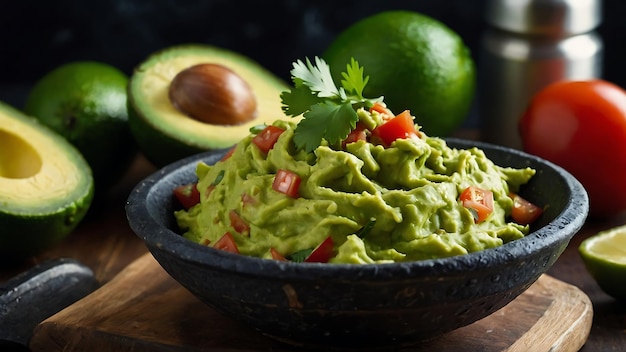 Tasty Mexican Guacamole With Fresh Ingredients In A Bowl