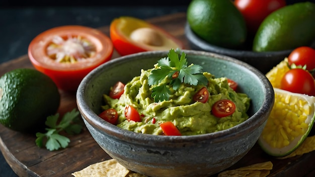 Tasty Mexican Guacamole With Fresh Ingredients In A Bowl