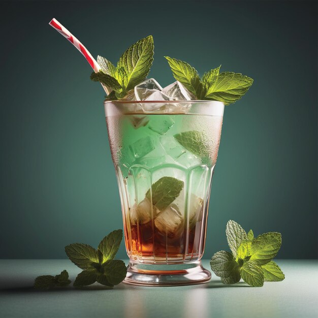 tasty mint julep cocktail glass isolated