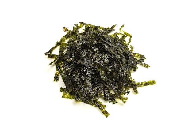 Tasty nori seaweed isolated on white background