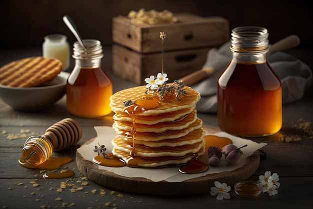 Tasty pancakes Illustration Generative AI