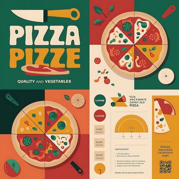 Photo tasty pizza packaging mockup with creative design elements