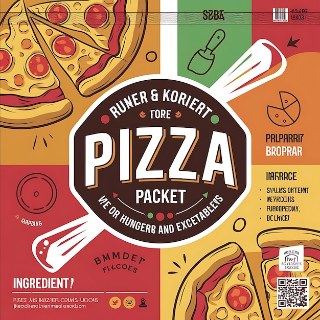 Photo tasty pizza packaging mockup with creative design elements