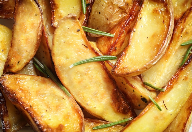 Tasty potato wedges, closeup