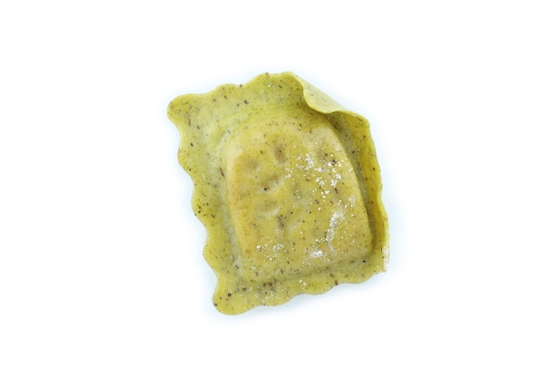 Tasty raw ravioli isolated on white background