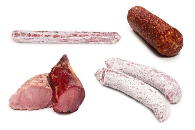 Tasty salami isolated on a white background