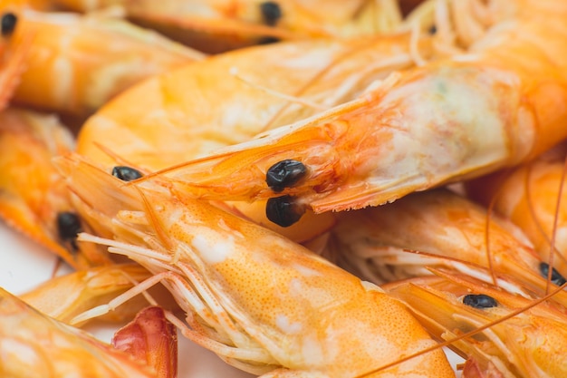 Tasty Shrimps background.
Fresh prawns, healthy seafood, close up photo.