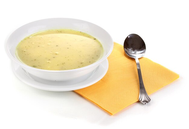 Tasty soup isolated on white