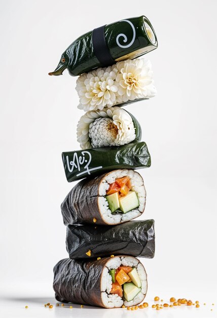 Photo tasty sushi dish isolated on fresh sushi lover fast food sushi