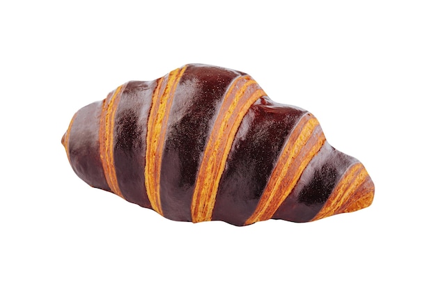 Tasty sweet croissant on white background