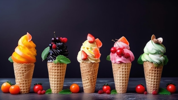 Tasty Sweet Ice Cream Illustration AI Generative