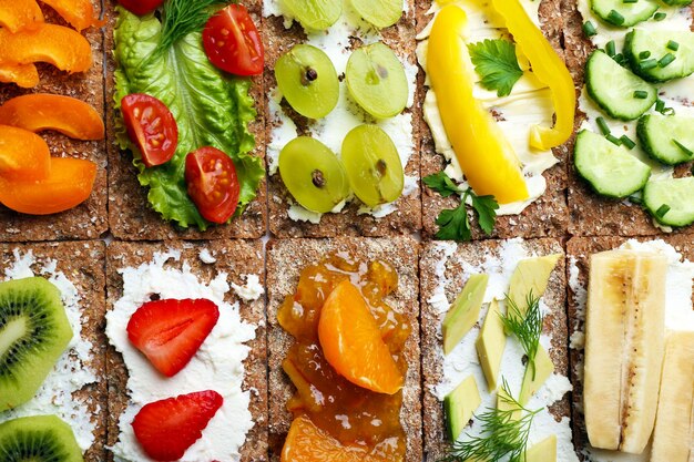 Tasty vegetarian sandwiches close up