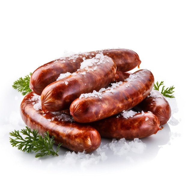 Tasty Winter Sausages Hearty isolated on white background