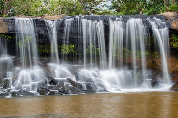 Tat Ton Waterfall, The beautiful waterfall in deep forest during raining season at Tat Ton National Park