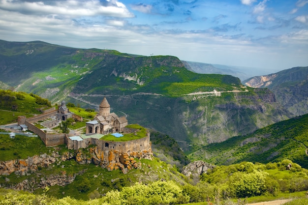 Tatev Monastery and mountains in the Armenia