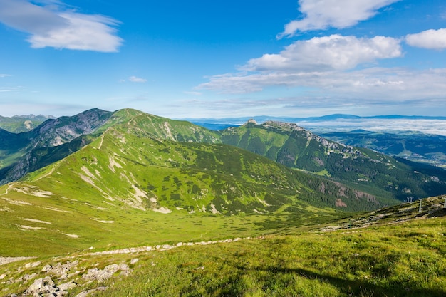 Tatra Mountain, Poland, view to Giewont mountain from Kasprowy Wierch range.