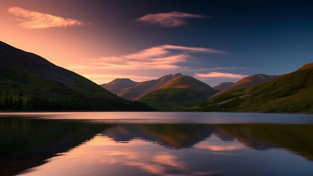 Tatra National Park a lake in the mountains at the dawn of the sun