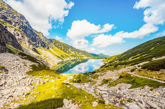 Tatra National Park in Poland Tatra mountains panorama Hiking in Gasienicowa valley Hala Gasienicowa to Swinica peak near Kasprowy Wierch