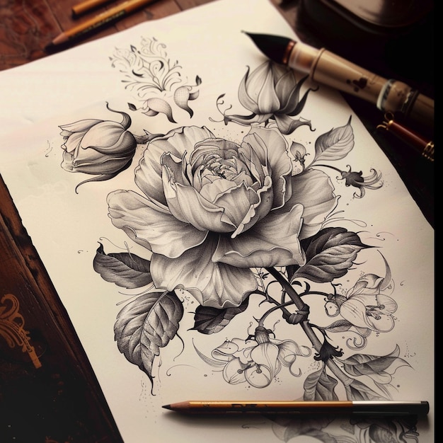 Tatto design wallpaper Illustration