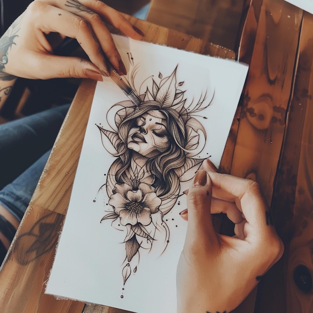 Photo tatto design wallpaper illustration