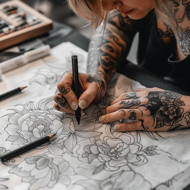 Photo tatto design wallpaper illustration