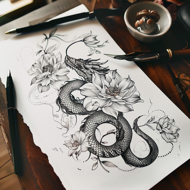 Photo tatto design wallpaper illustration