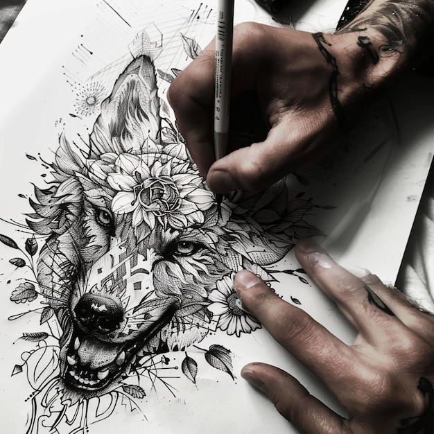 Photo tatto design wallpaper illustration